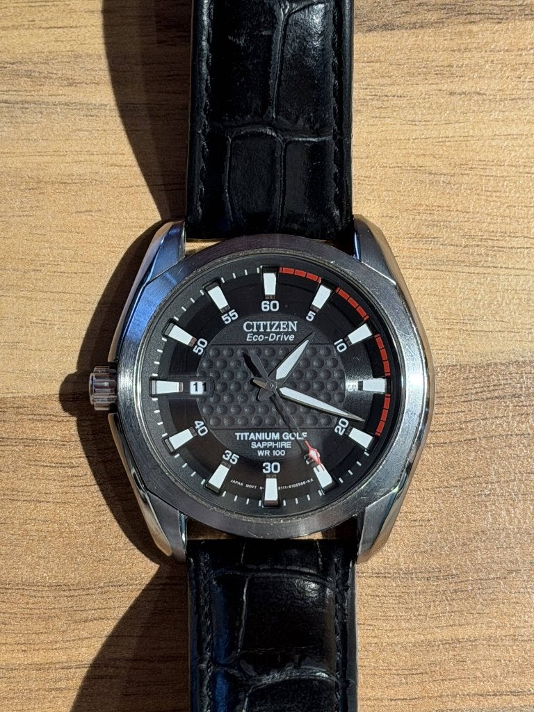 Citizen Eco-drive Titanium Golf Sapphire E111-S070911, Sieraden, Tassen en Uiterlijk, Horloges | Heren, Overige materialen, Ophalen of Verzenden