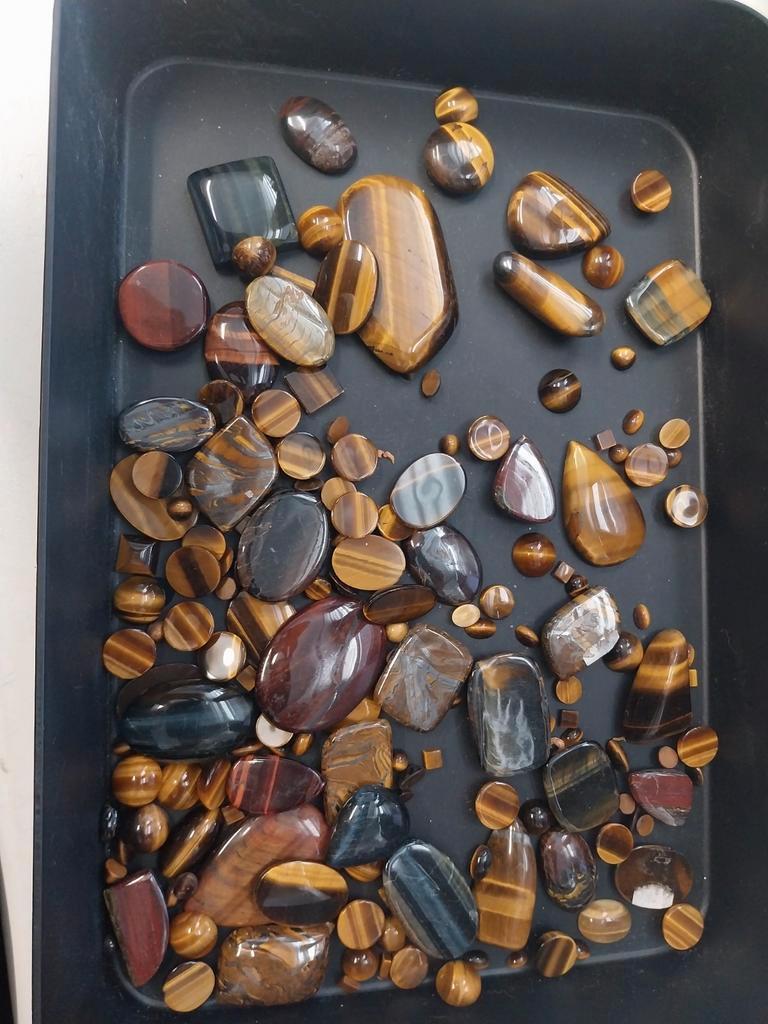 Lot met tijgeroog cabochons, Sieraden, Tassen en Uiterlijk, Edelstenen, Ophalen of Verzenden