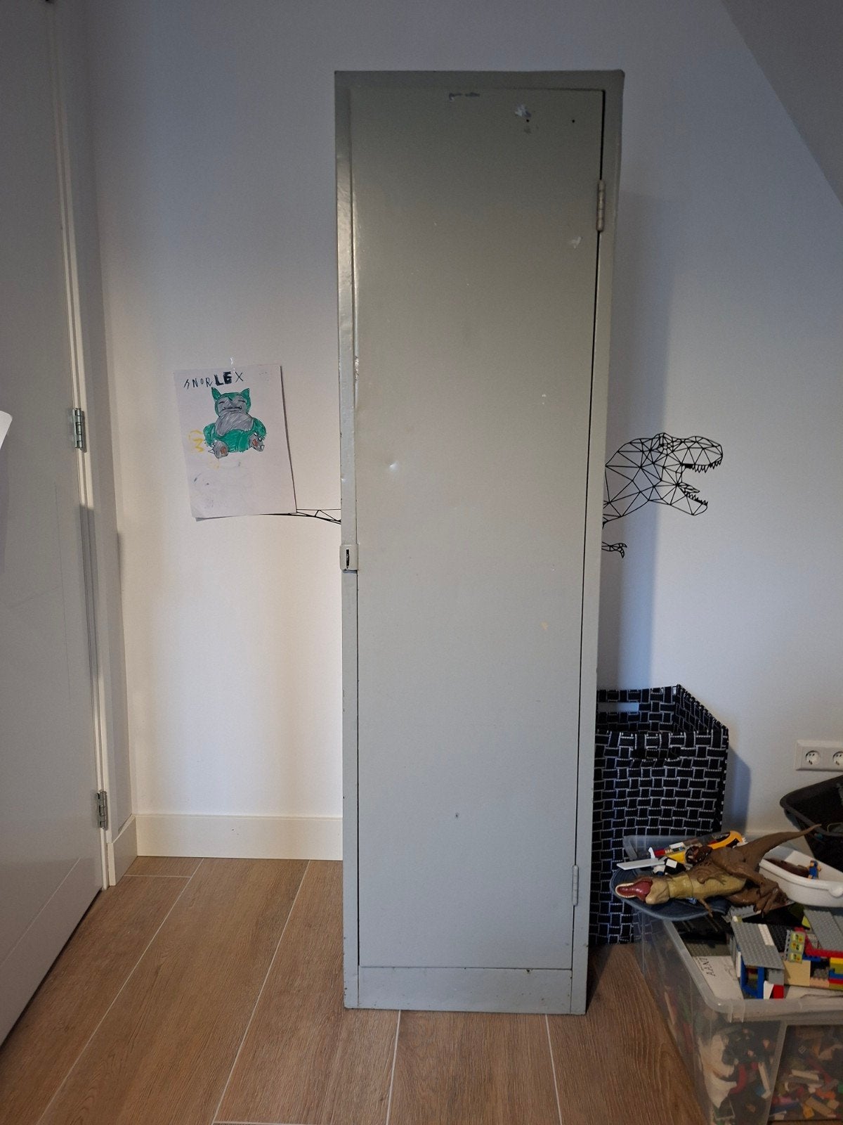Vintage metalen kast - 180x40x50cm, Ophalen, Minder dan 50 cm, Gebruikt, Met plank(en)