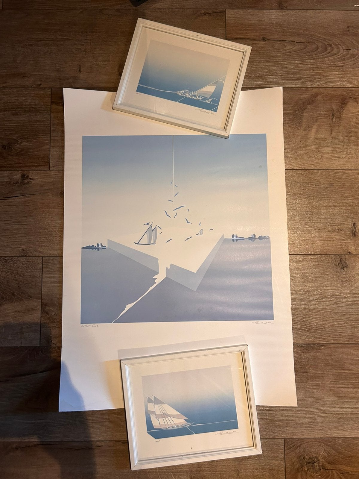 Alfred Gockel 3 litho Silent Blue , Surf en Sail gesigneerd, Ophalen of Verzenden
