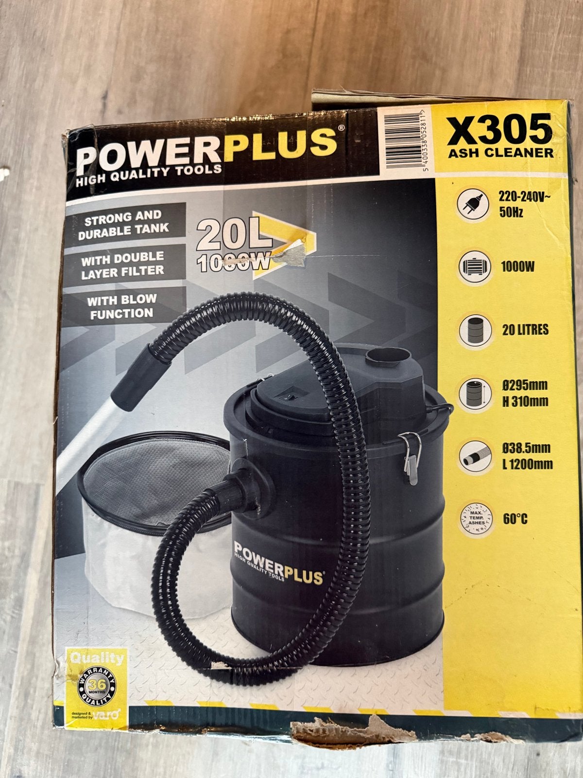 Powerplus X305 Aszuiger 1000W 20L met Blaasfunctie, Nieuw, Ophalen of Verzenden, Industriële stofzuiger, Reservoir
