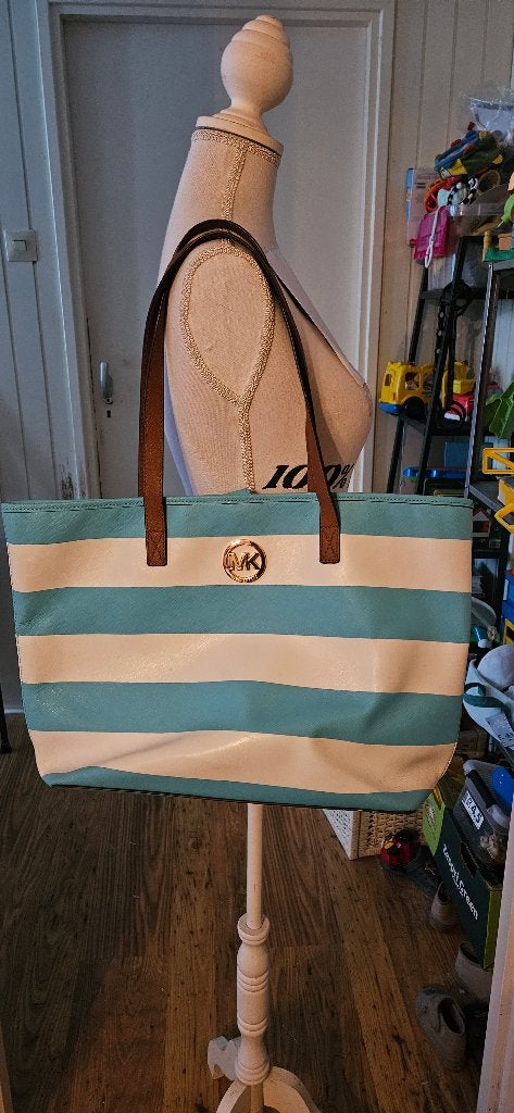 Michael Kors Jet Set Travel Stripe Tote Blauw/wit origineel, Ophalen of Verzenden, Zo goed als nieuw, Overige kleuren, Shopper