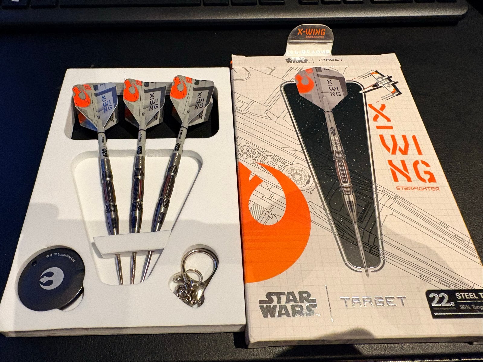Star Wars X-Wing Darts - Target 22g Steel Tip, Ophalen of Verzenden, Zo goed als nieuw, Pijlen