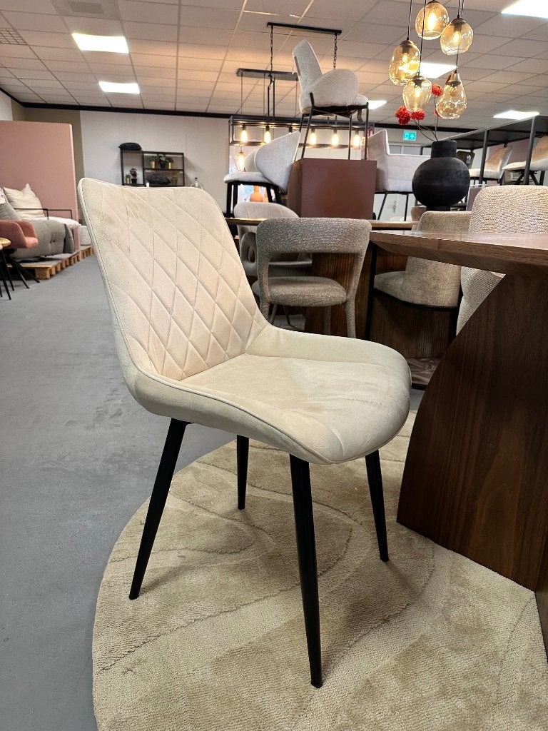6x velvet stoel champagne - velours stoelen champagne, Ophalen, Nieuw, Grijs, Vijf, Zes of meer stoelen