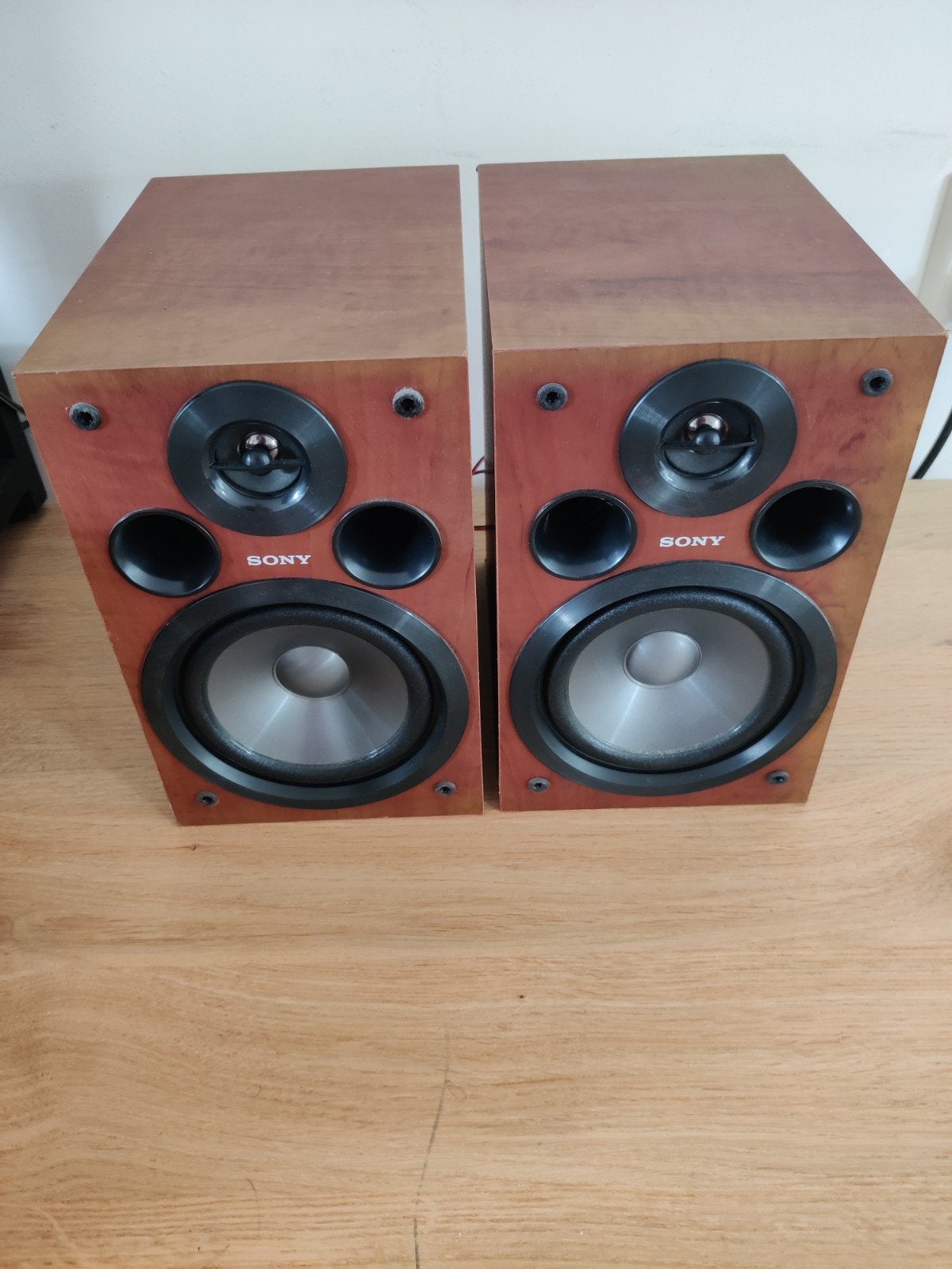 Sony Boekenplank Speakers - Houten Afwerking, Gebruikt, Ophalen of Verzenden, Sony, Minder dan 60 watt