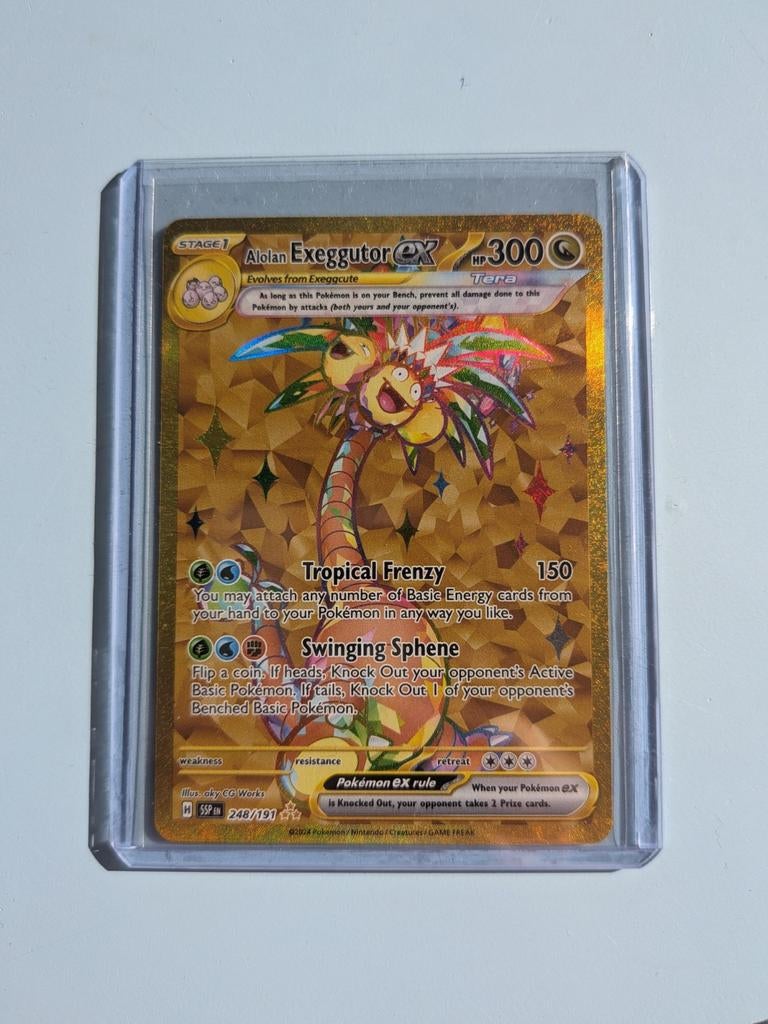 Alolan Exeggutor GX Full Art Pokémon Kaart (Goud), Ophalen, Zo goed als nieuw, Losse kaart, Foil