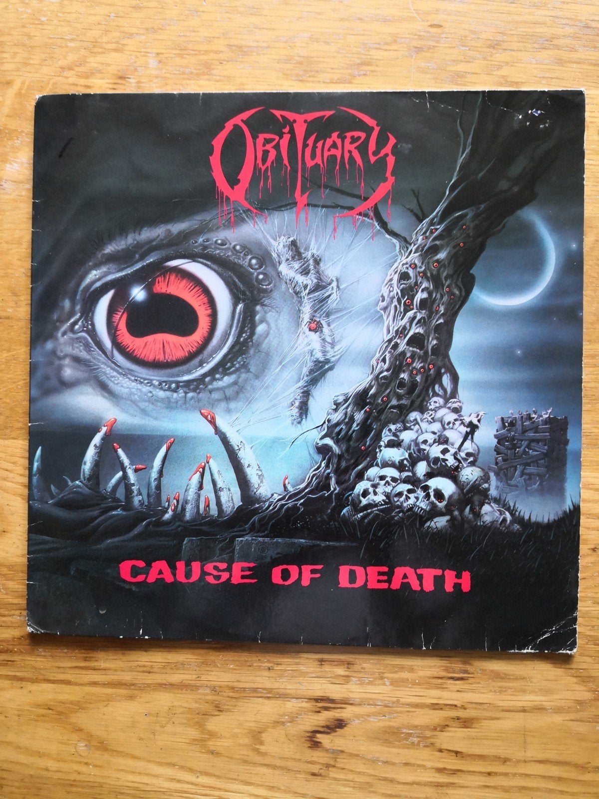 Obituary - Cause of Death LP (Roadracer Records), Cd's en Dvd's, Ophalen, Gebruikt, 1990 - 1999, Originele persing