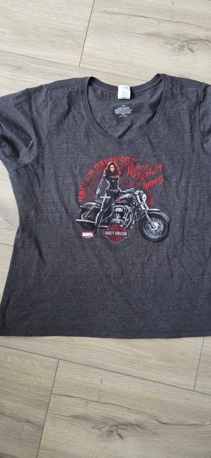 Harley Davidson Marvel Black Widow T-shirt Dames XXL, Harley Davidson, Zwart, Maat 46/48 (XL) of groter, Ophalen of Verzenden