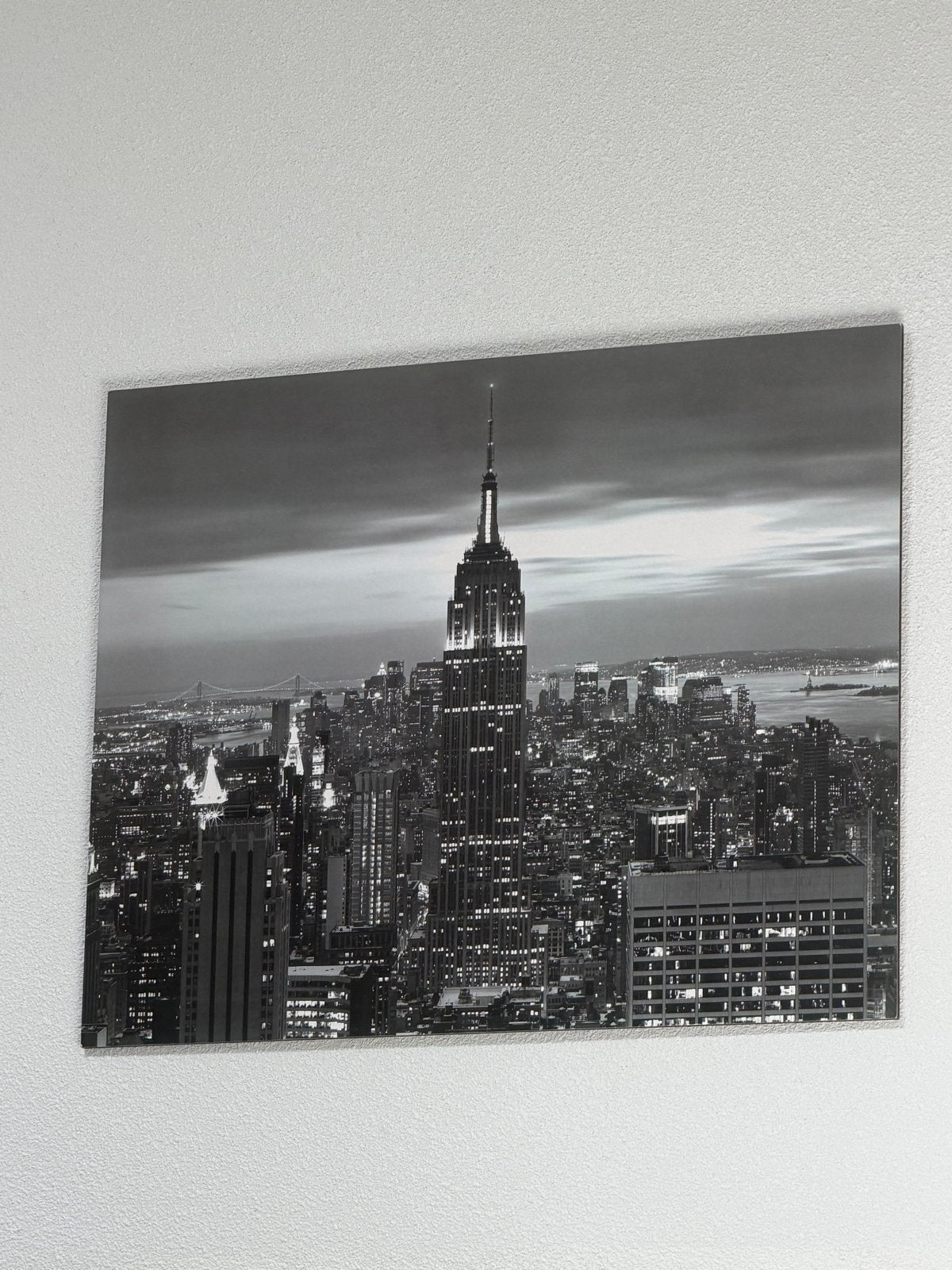 New York City Empire State Building Canvas Zwart-Wit, Ophalen, 50 – 75, 75 tot 100 cm, Print