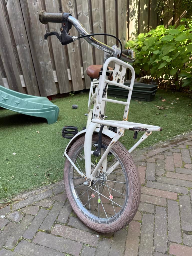 Alpina kinderfiets 16 inch - wit met bruin zadel, Fietsen en Brommers, Ophalen, Gebruikt, Terugtraprem, 16 tot 20 inch