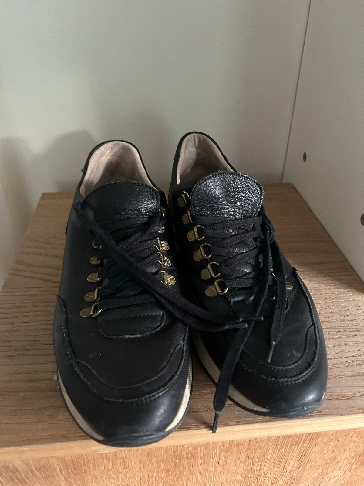 Via Vai Zwarte Leren Sneakers Maat 40, Zwart, Ophalen of Verzenden, Sneakers of Gympen, Gedragen
