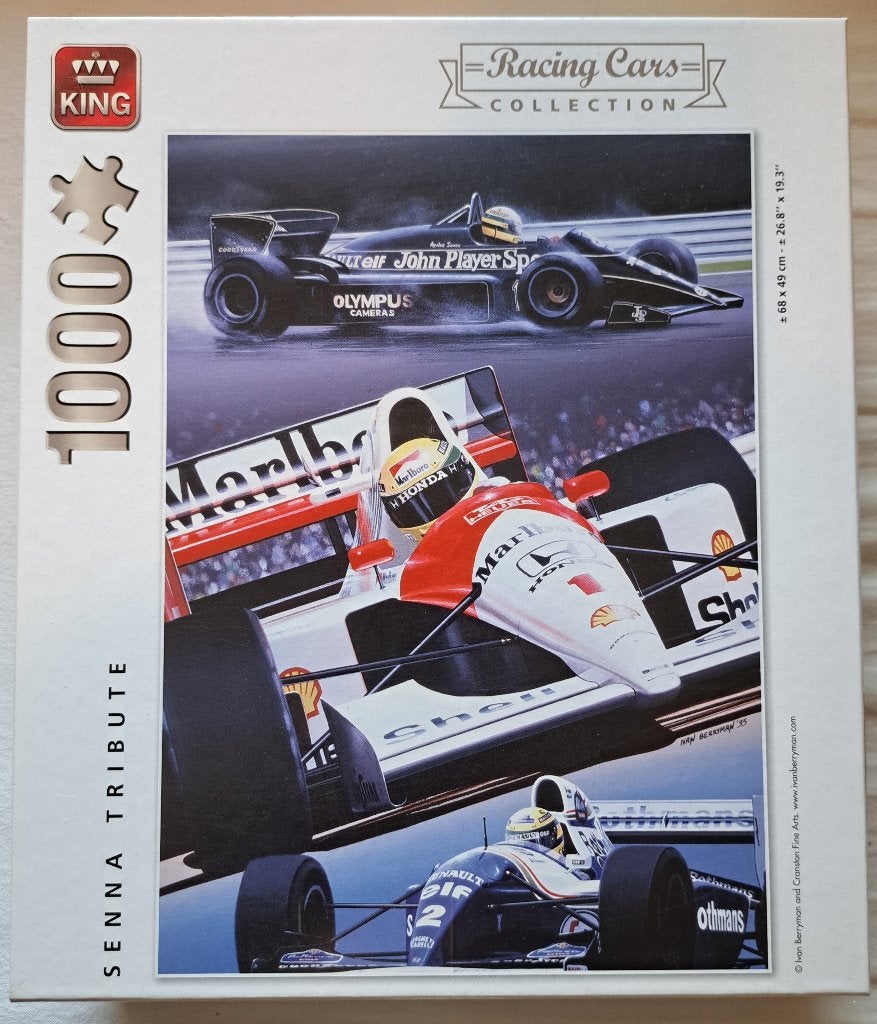 Puzzel King Senna Tribute 1000st Lotus, McLaren, Williams, Ophalen of Verzenden, 500 t/m 1500 stukjes, Zo goed als nieuw, Legpuzzel