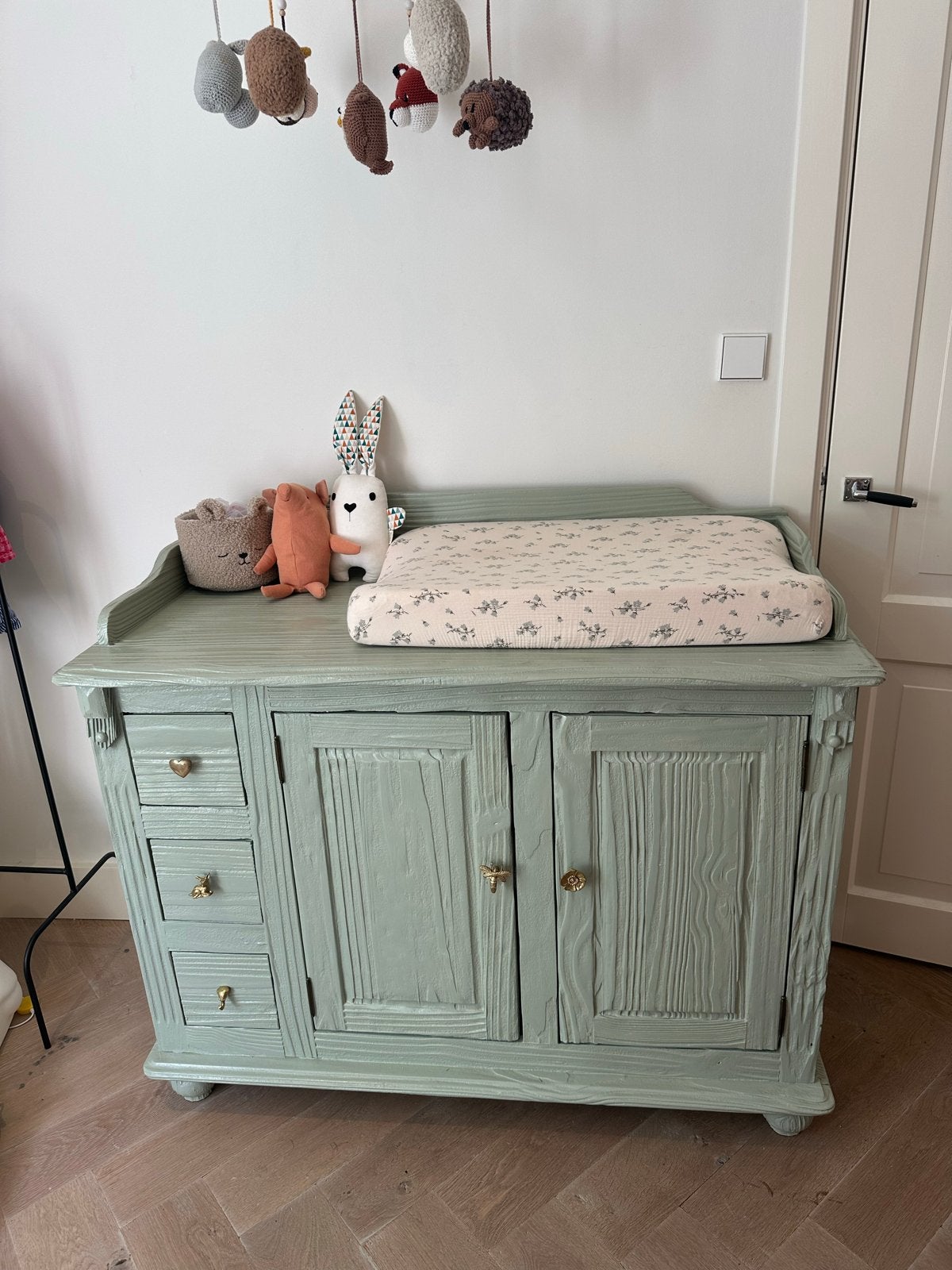 Vintage Commode/Kast - Lichtgroen - Kleine Gebruikssporen, Ophalen, Gebruikt, 50 tot 70 cm, 100 cm of meer