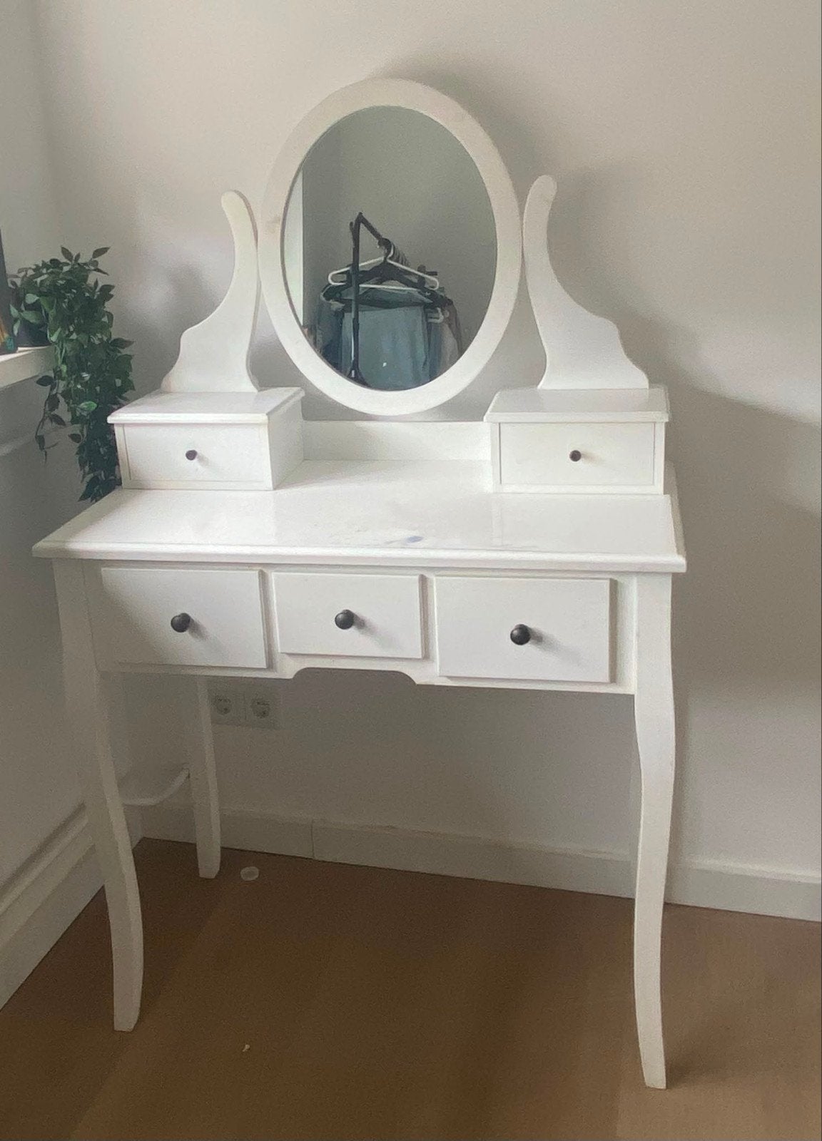 Witte kaptafel met spiegel en lades, Ophalen, Gebruikt, 100 tot 150 cm, 50 tot 100 cm