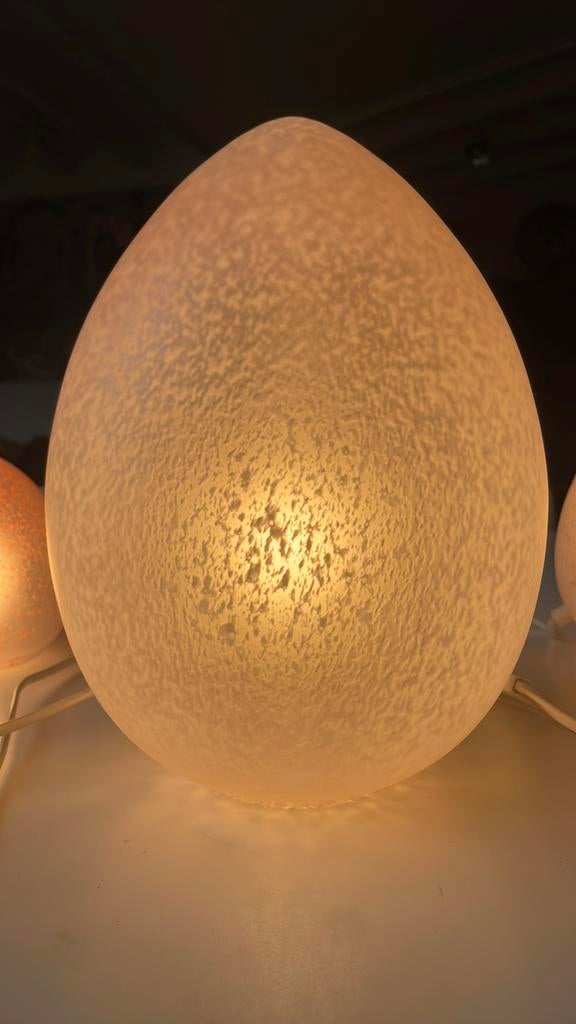Vintage Set van 3 prachtige glazen  WLP egg ei lampen, Ophalen, Glas