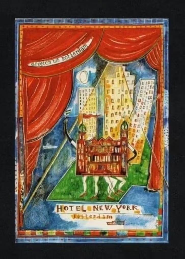 Rotterdam Hotel New York door Dorine de Vos, Ophalen of Verzenden, 1980 tot heden, Ongelopen, Zuid-Holland