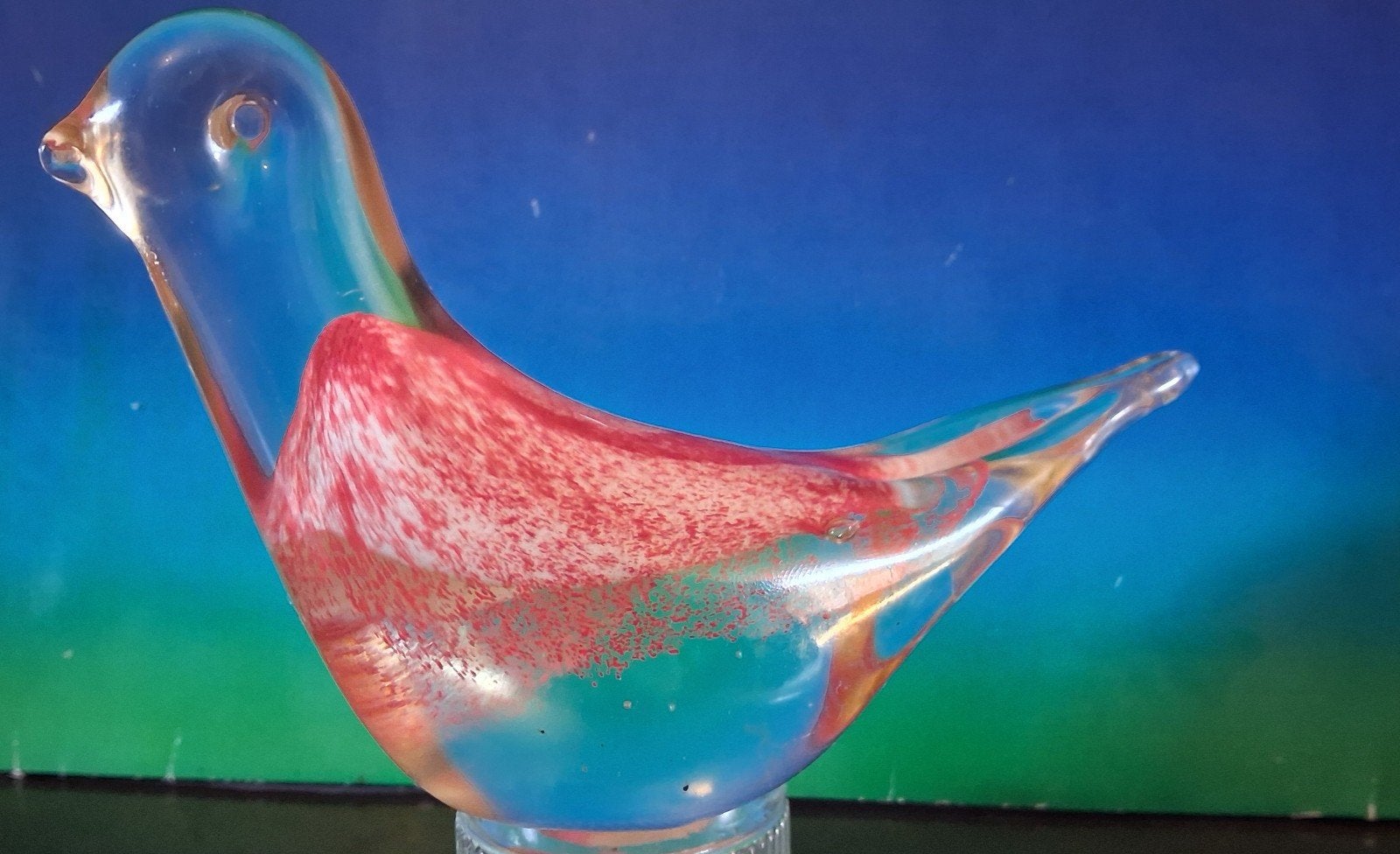 Vogel.  Glassierkunst.  Lengte 16 cm., Ophalen