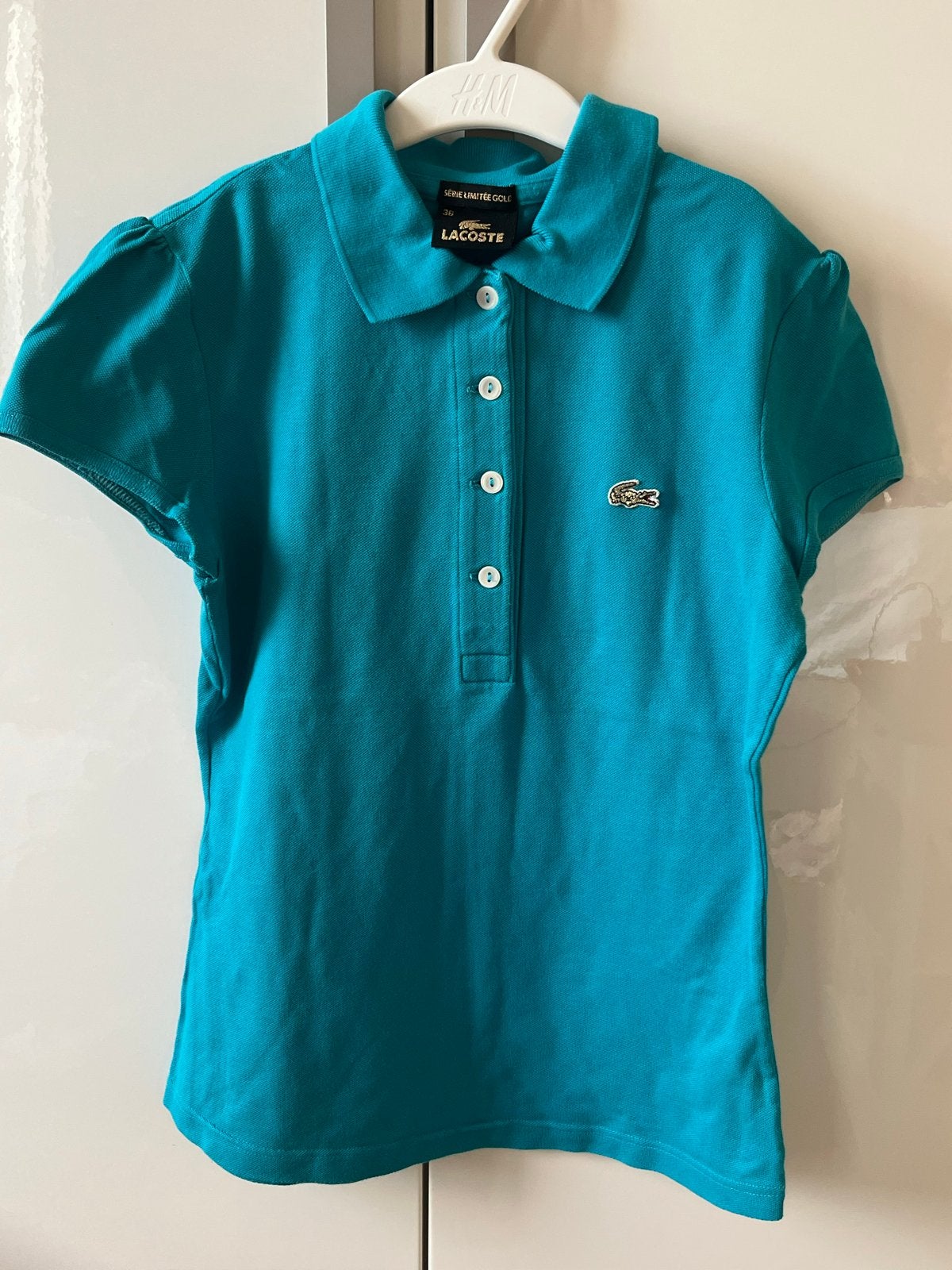 Lacoste polo shirt turquoise maat 36 (S), Kleding | Dames, Overige kleuren, Ophalen of Verzenden, Zo goed als nieuw, Korte mouw