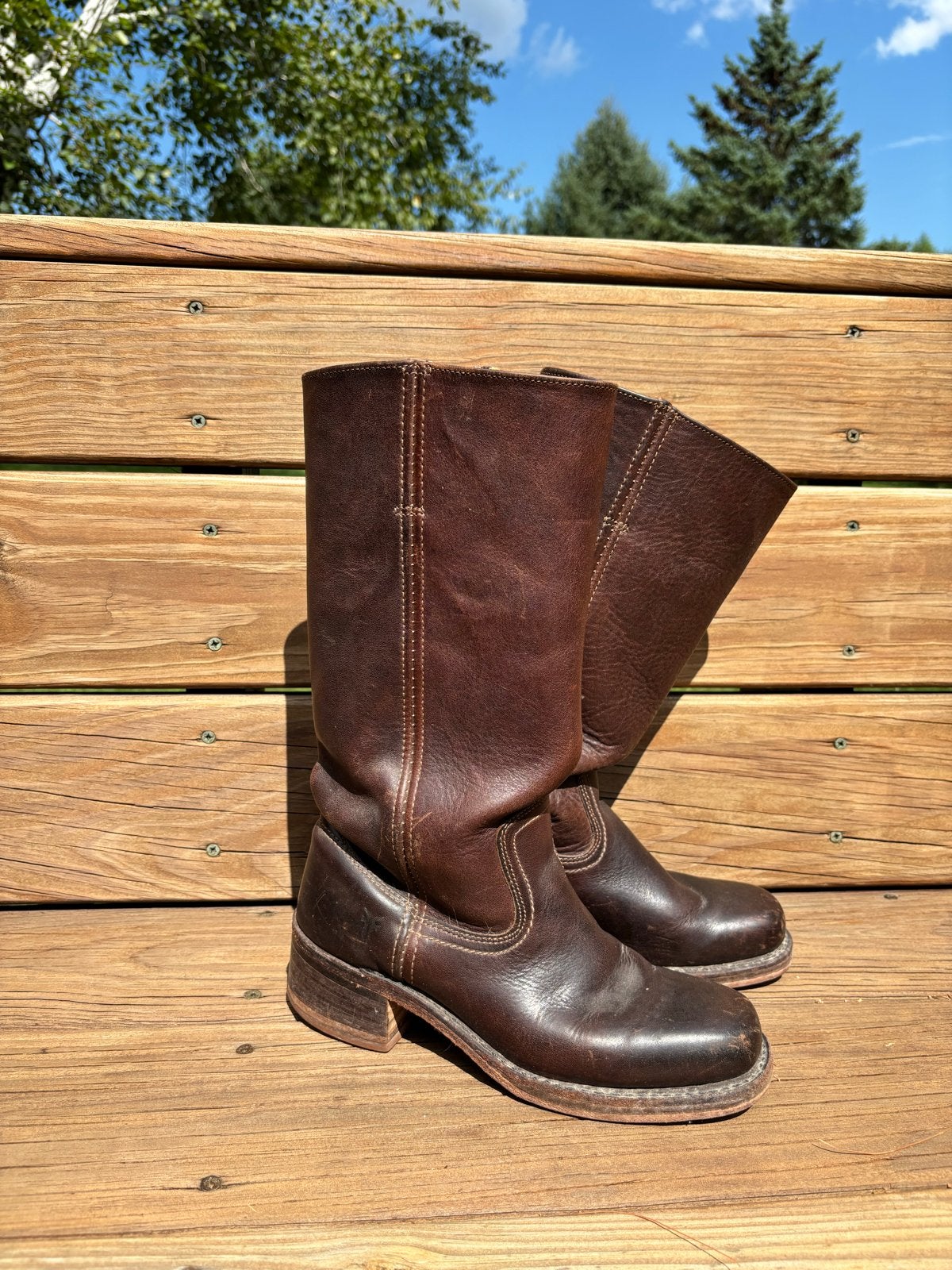 FRYE Leren Laarzen - US 7 / EU 37 - Hoge Kwaliteit, Kleding | Dames, Schoenen, Verzenden, Gedragen, Bruin, Hoge laarzen