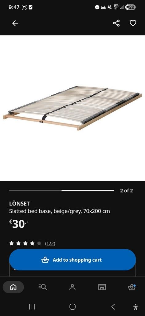 2x IKEA LÖNSET lattenbodem 70x200 cm, Ophalen, Zo goed als nieuw, Bedbodem, 200 cm