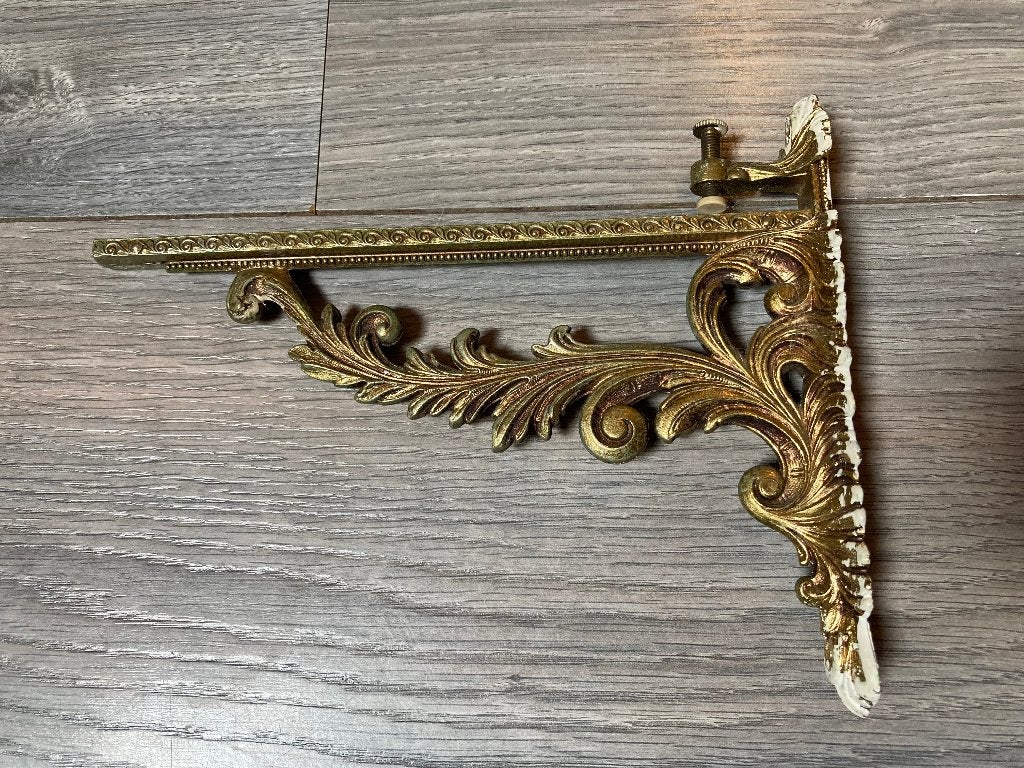 Antiek vintage barok goudkleur wandhaak haak wandplank steun, Ophalen of Verzenden