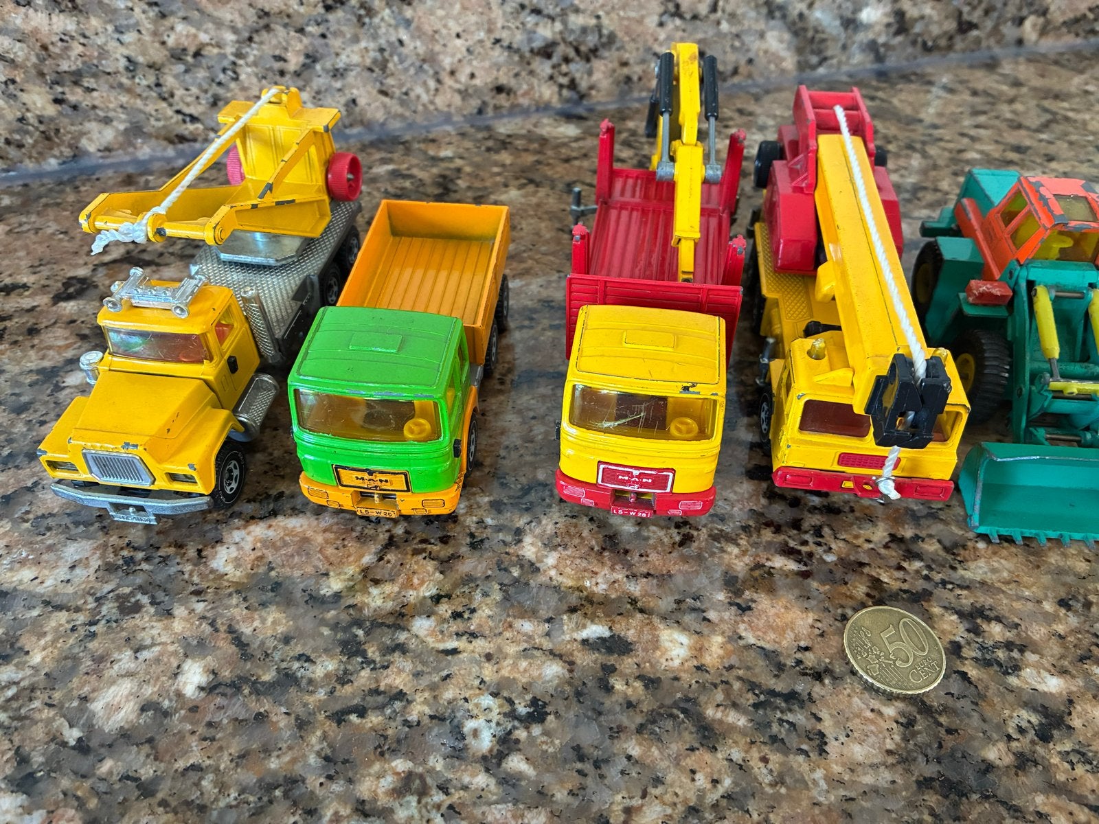 Set van 7 vintage speelgoedvoertuigen - Matchbox/Majorette, Ophalen, Gebruikt