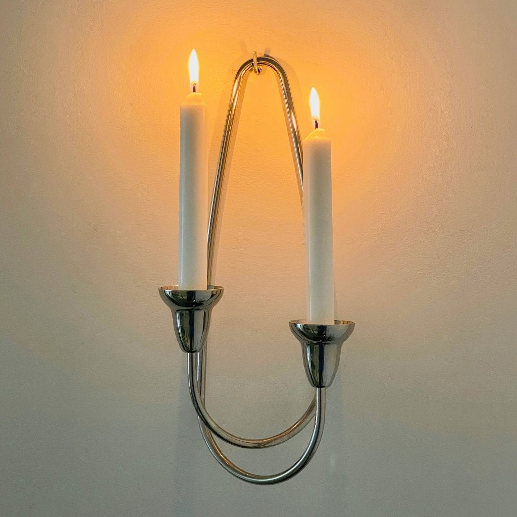 Georg Jensen grote RVS vintage Deens Design KANDELAAR Swing, Gebruikt, 36 cm, -, Overige merken