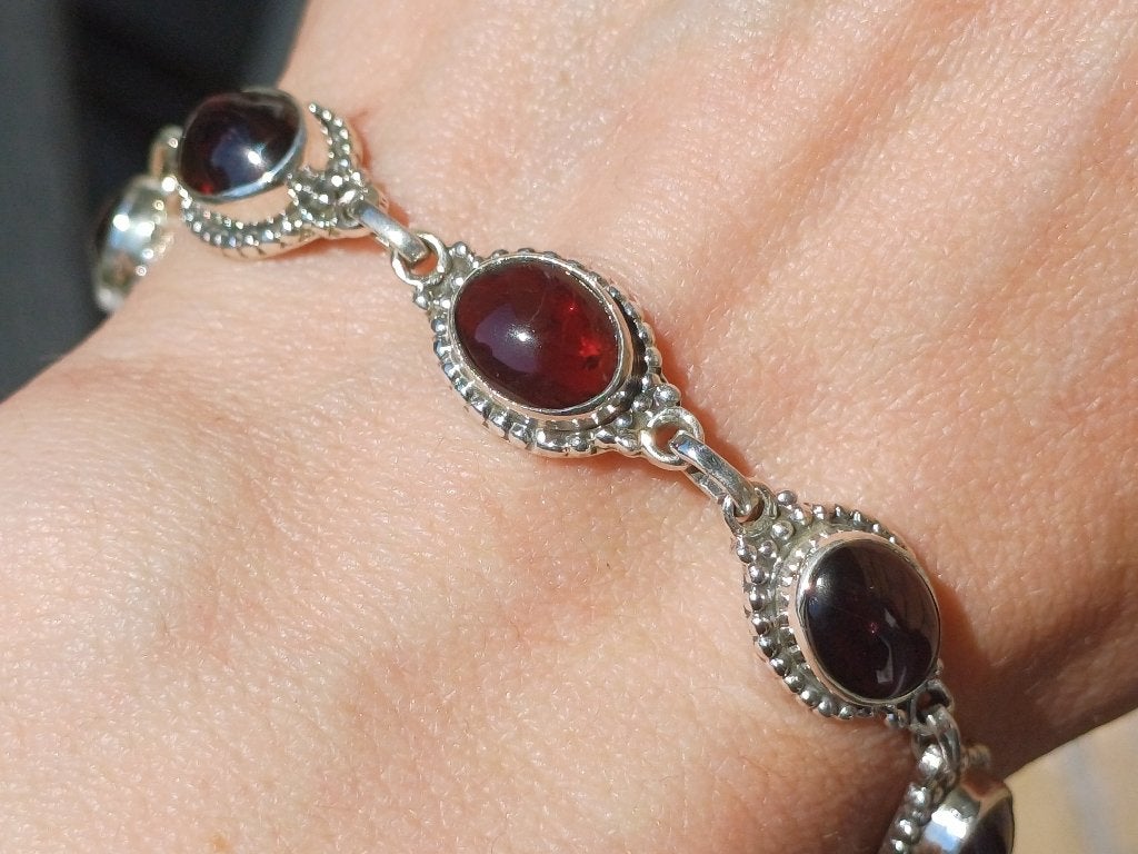 Vanoli 925 zilveren armband met granaat, Vanoli, Amsterdam, Ophalen of Verzenden, Met edelsteen