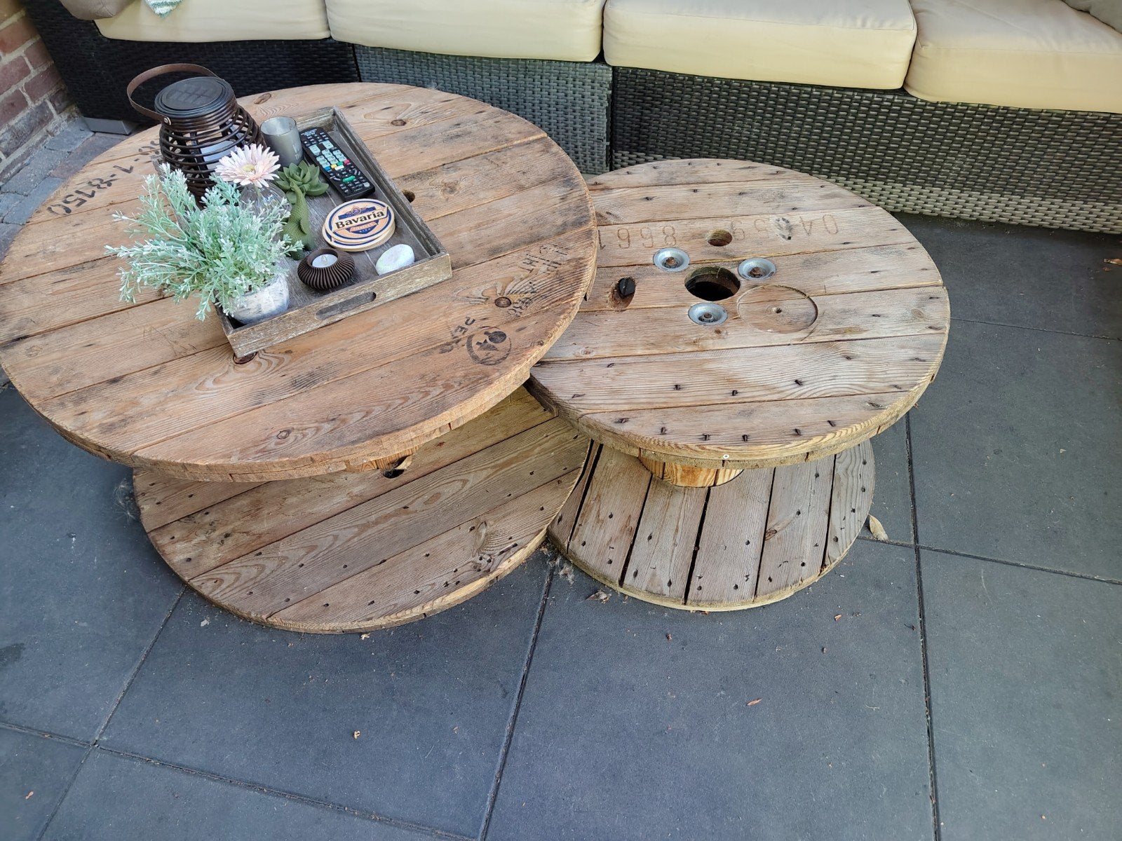 Set van 2 kabelhaspel bijzettafels, Ophalen, 50 – 75, Gebruikt, 50 tot 100 cm
