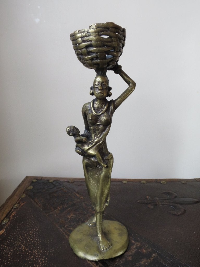 MOOI BEELDJE MOEDER EN KIND UIT KOPER 22 CM, Ophalen of Verzenden