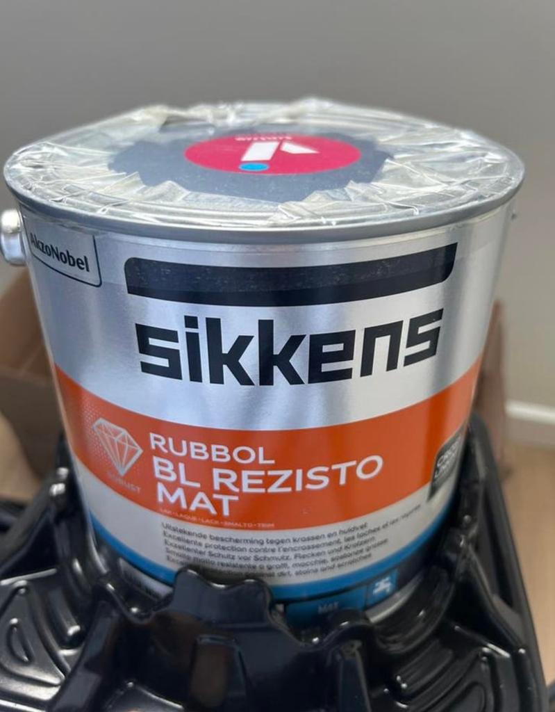 2,5liter Sikkens Rubbol BL Rezisto Mat 9004 signaal zwart, Zwart, Nieuw, Ophalen of Verzenden, Lak