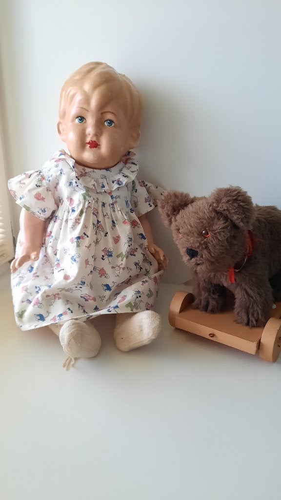 Hond op wielen, leuk bij Poppen en Beren., Ophalen of Verzenden, Zo goed als nieuw, Pop