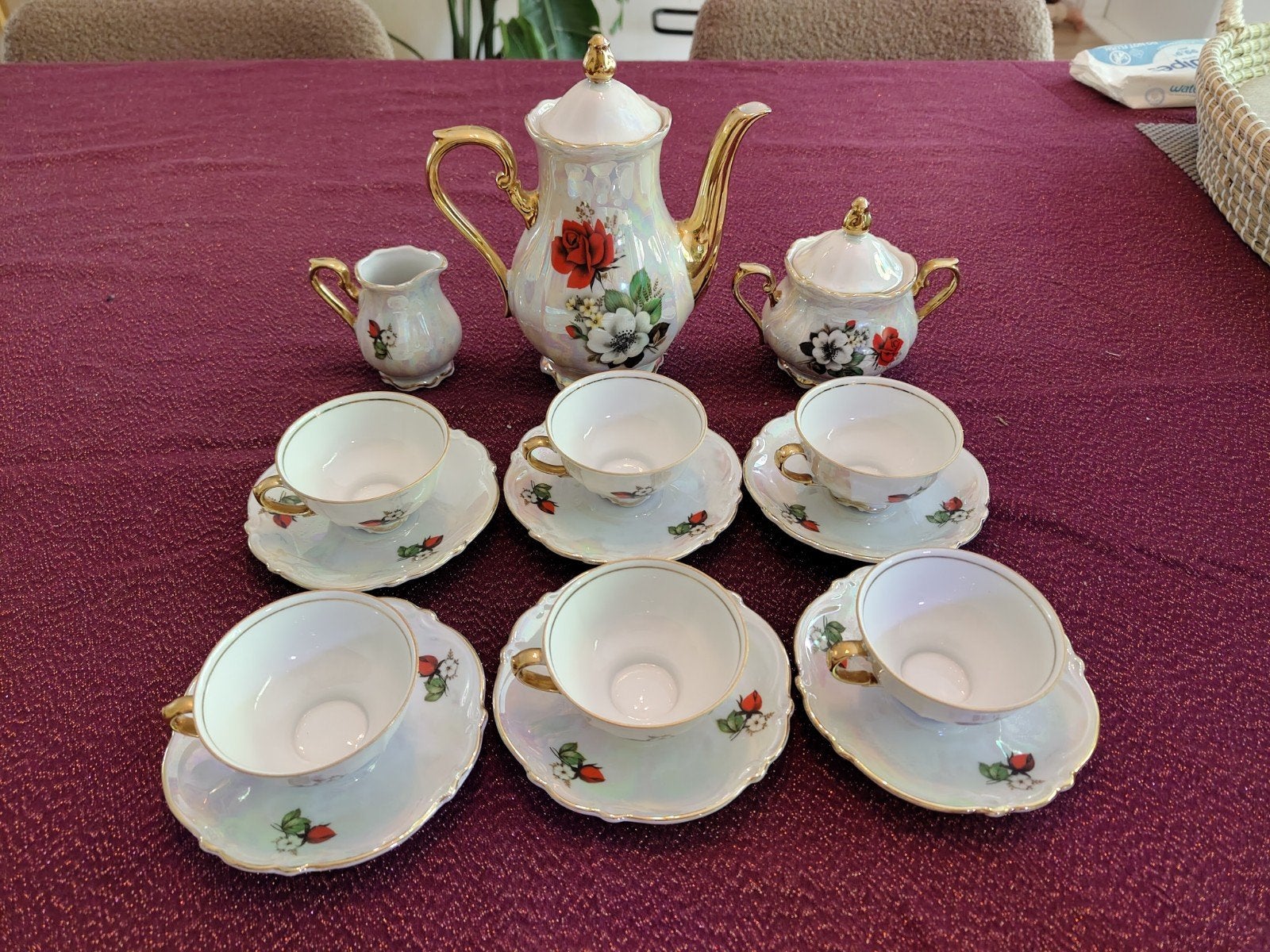 Tirschenreuth theeservies 15 delig, verguld, Ophalen