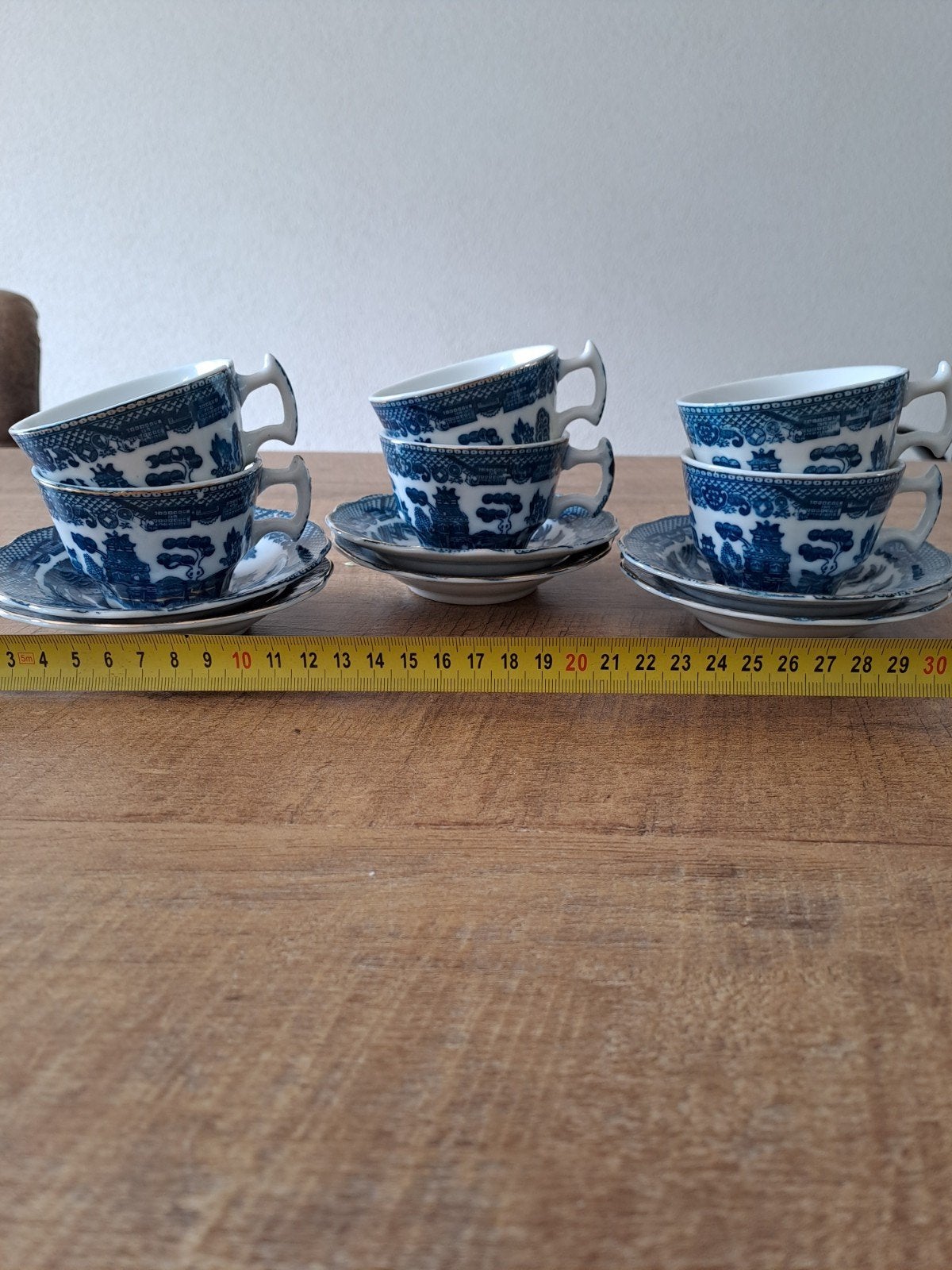 6 Kleine Mitasse Kop en Schotel - Blue Willow London Shape, Ophalen of Verzenden