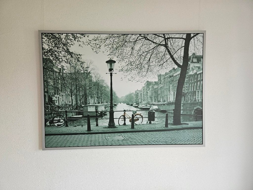 Poster Amsterdamse gracht met frame, Ophalen, Zo goed als nieuw, 125 cm of meer, Foto of Poster