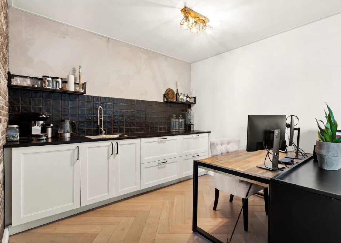 Luxe pantry / keukenwand 312 cm met granieten werkblad, Ophalen, Zo goed als nieuw, Wit
