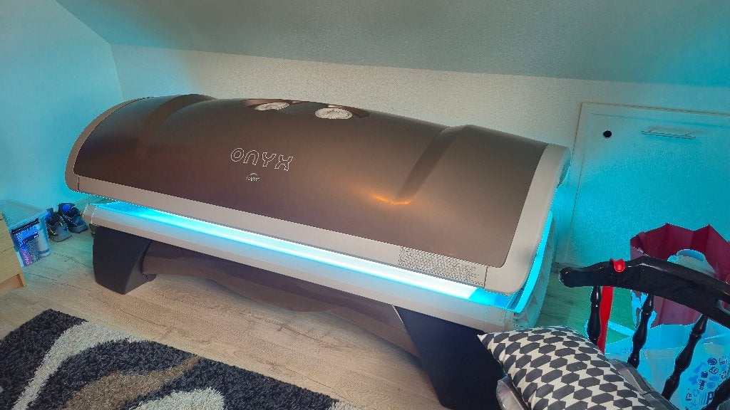 Hapro onyx 26/5 combi zonnebank, Ophalen, Zo goed als nieuw, Zonnebank dubbelzijdig, 15 lampen of meer