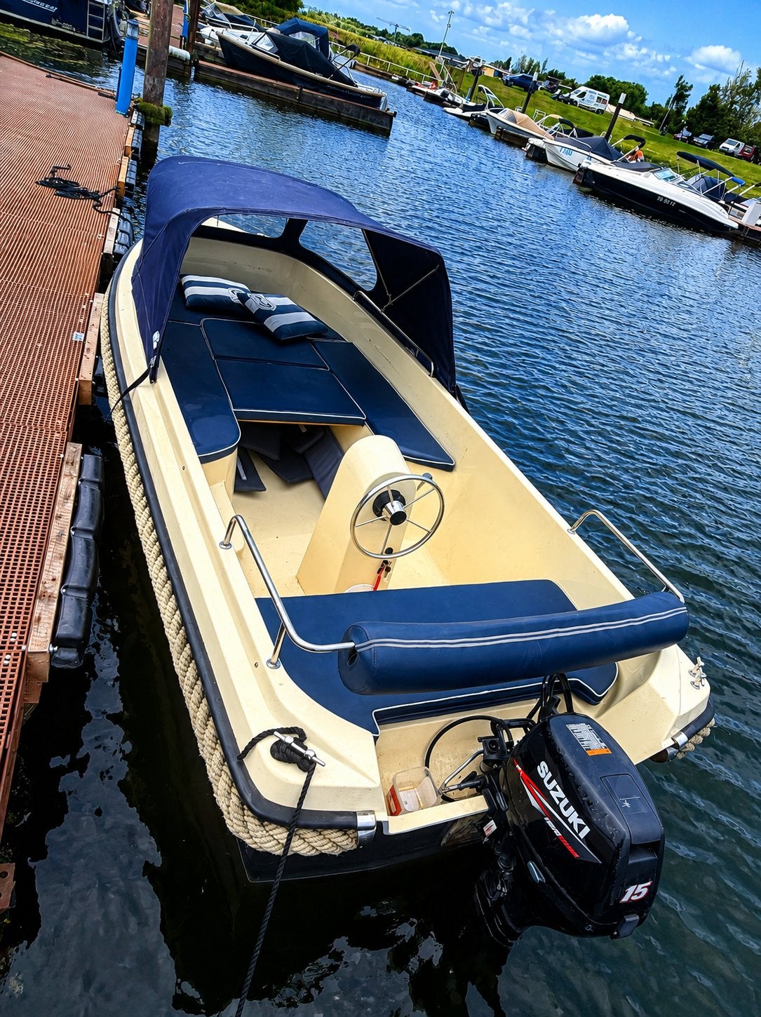 Malta 470 suzuki 15pk nette occasion € 6950,- vaarklaar!, Ophalen, Elektrische start