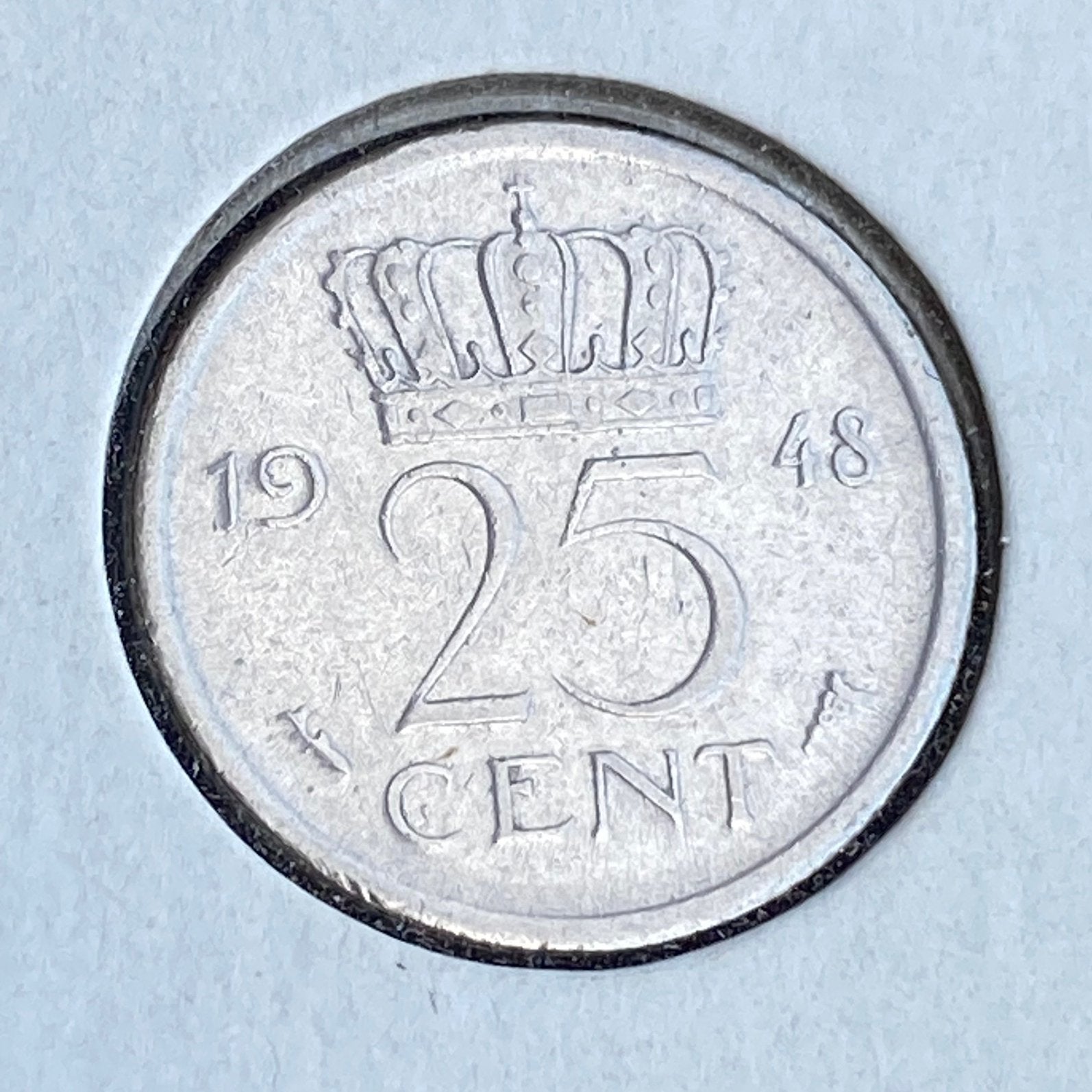 25 Cent / Kwartje uit 1948 van Koningin Wilhelmina, Postzegels en Munten, Munten | Nederland, Verzenden, Koningin Wilhelmina, 25 cent