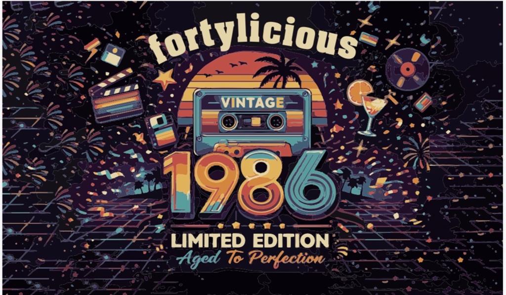 Fortyilicious Vintage 1986 Verjaardagsbanner 40 jaar, Ophalen, Zo goed als nieuw, Versiering, Verjaardag