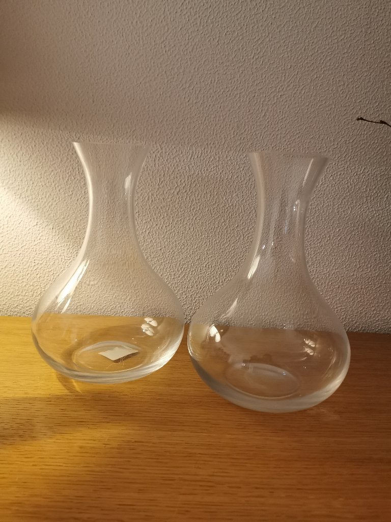 2 glazen karaffen / vazen hoogte 26.5 Cm, Ophalen of Verzenden, Nieuw, Glas