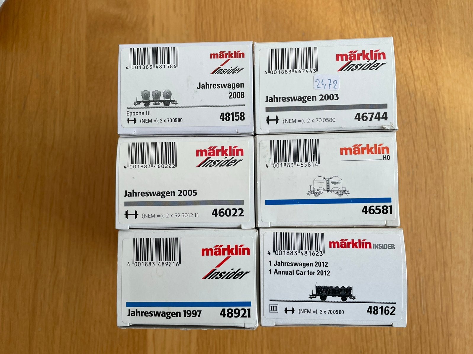 Tekoop: 6 Marklin Insider jaar wagons., Hobby en Vrije tijd, Modeltreinen | H0, Wisselstroom, Verzenden, Overige typen, Nieuw