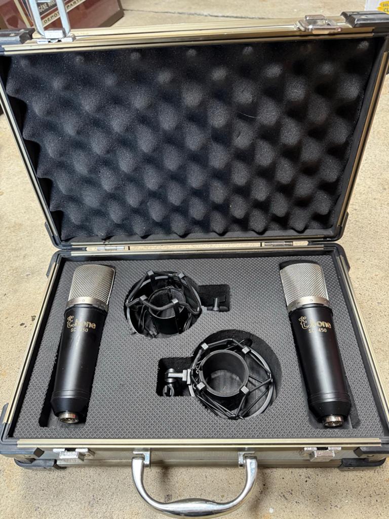 Twee T.bone SC-450 Studiomicrofoons met Koffer en Shock Moun, Ophalen of Verzenden, Zo goed als nieuw, Studiomicrofoon