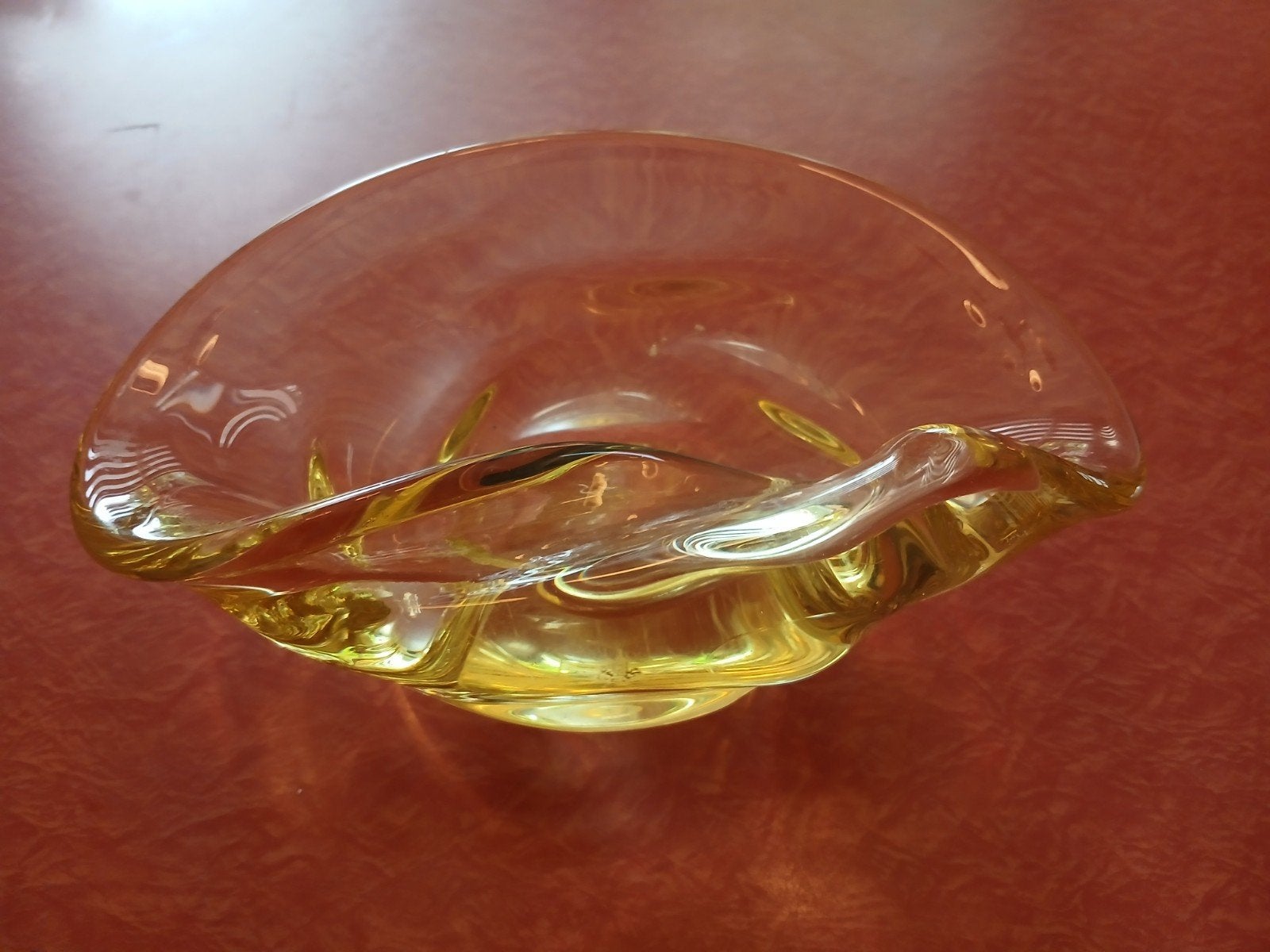 Vintage Gele murano Glazen Schaal - Decoratieve Fruitschaal, Ophalen of Verzenden