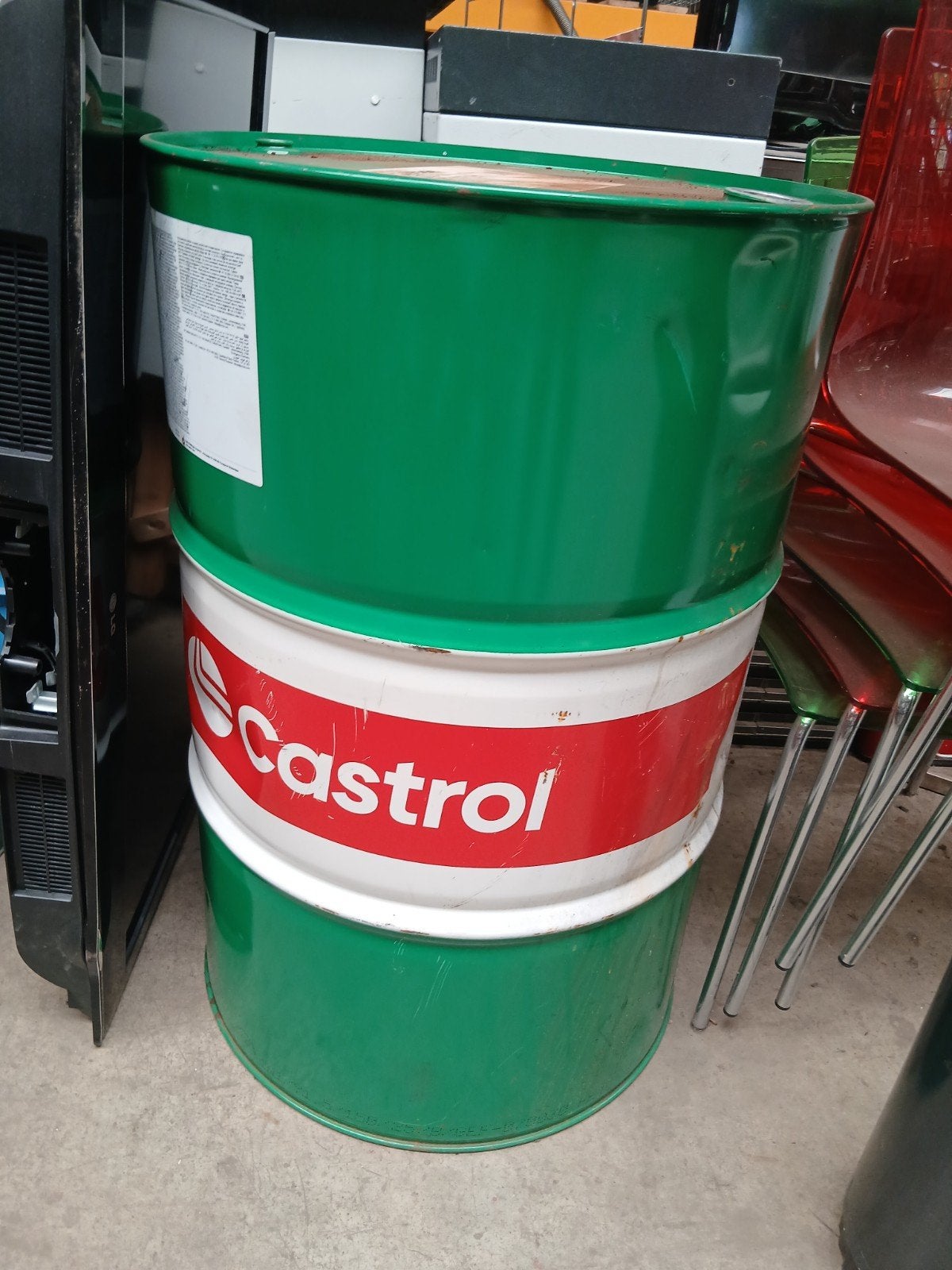 Leeg groen Castrol olievat 208L  88x58cm, Huis en Inrichting, Ophalen, Groen, Castrol, Metaal