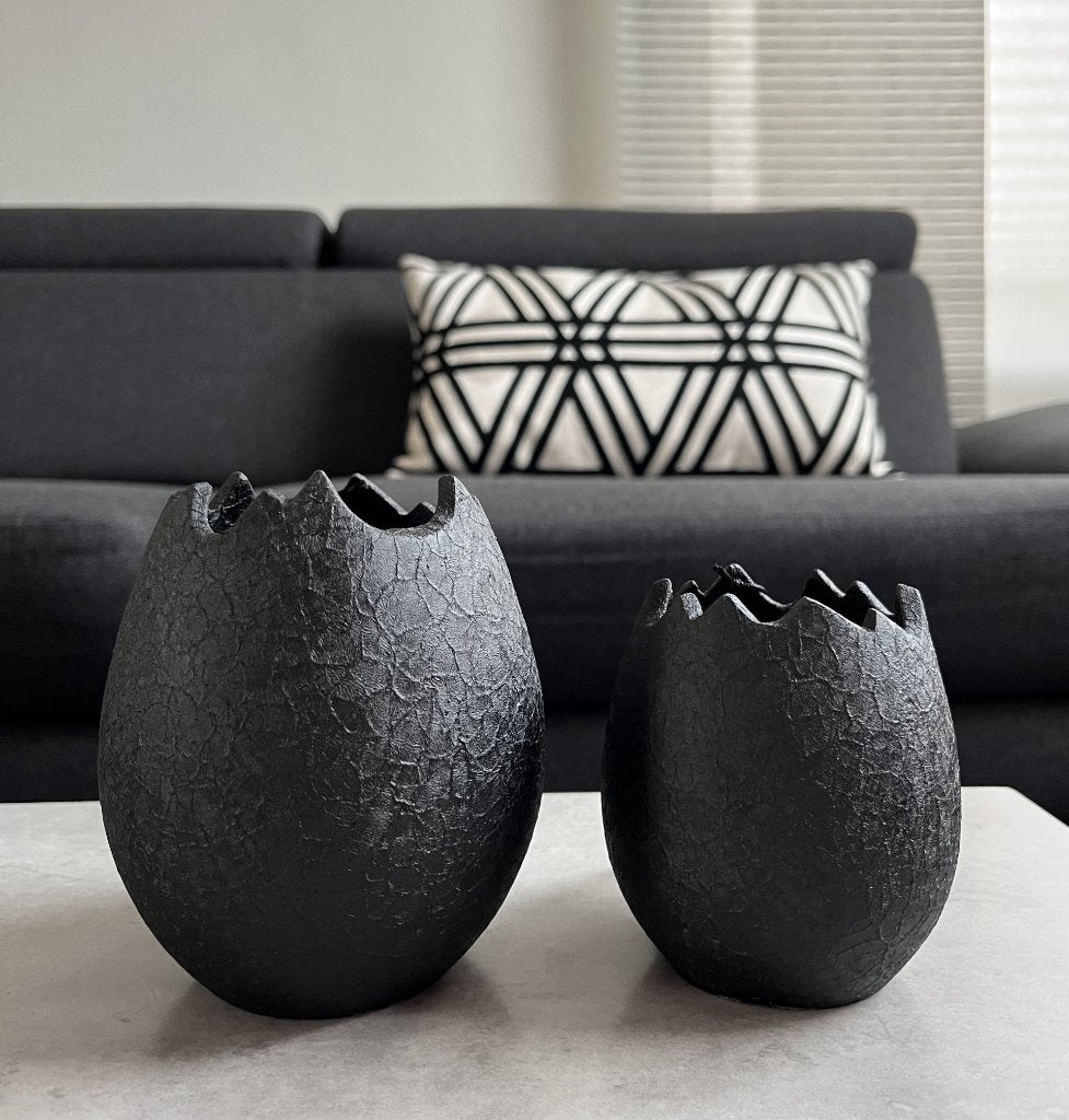 BOI!WOW decoratie Egg set-2 metaal zwart Nieuw!, Zwart, Nieuw, Ophalen of Verzenden, Metaal