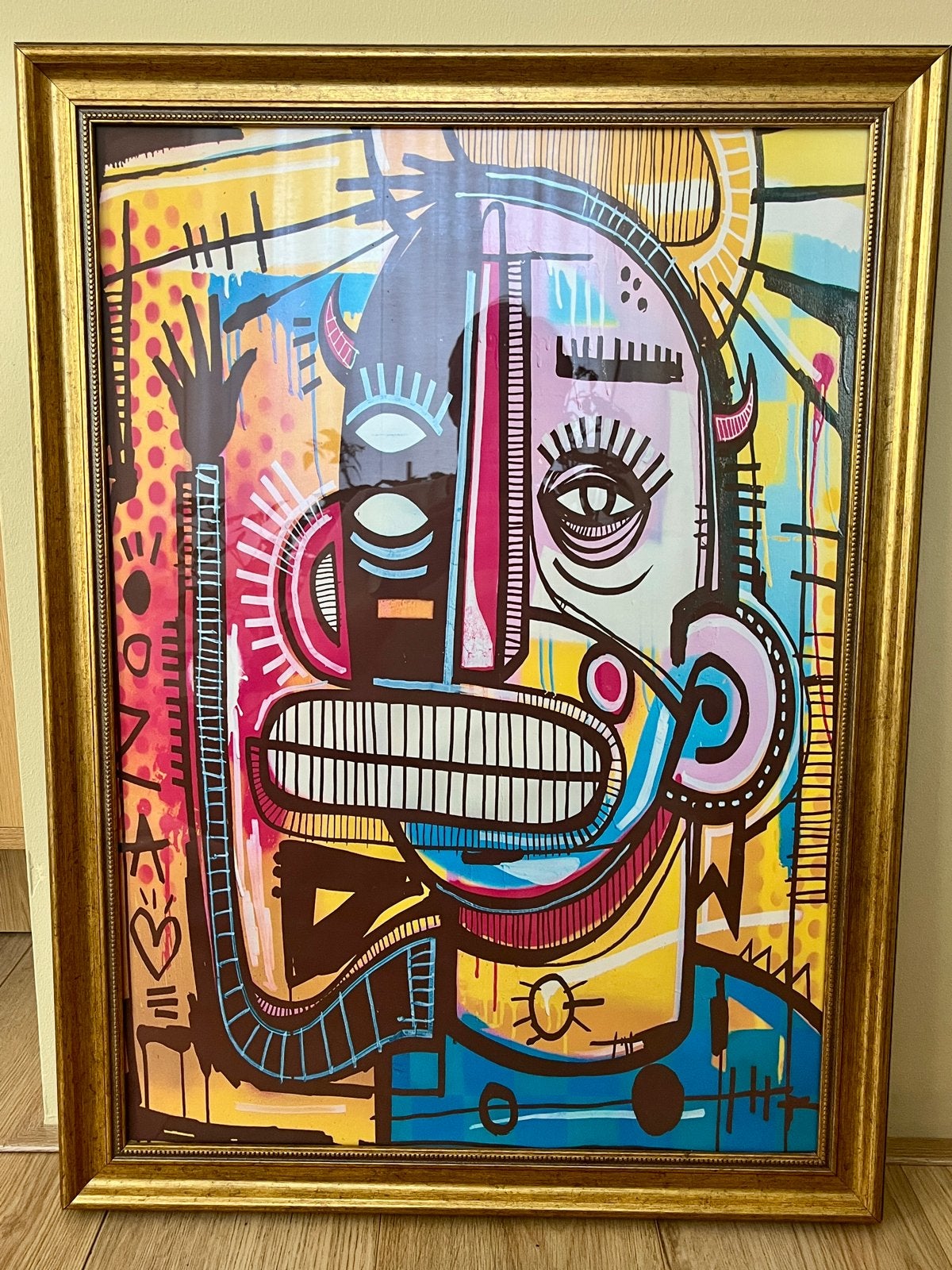 Schilderij Basquiat, Ophalen, Figuren, Achter glas, Print
