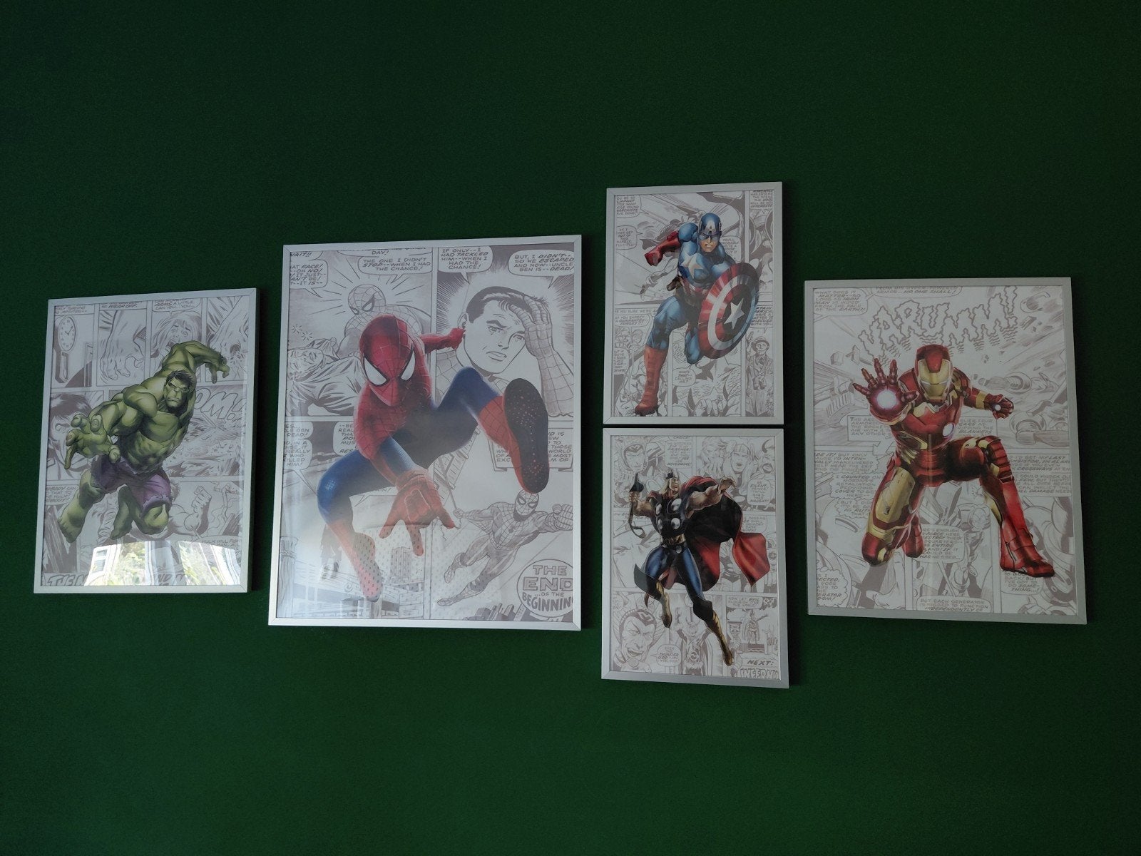 Marvel Spiderman Ironman Hulk Captain America canvas posters, Ophalen of Verzenden, Zo goed als nieuw, Minder dan 50 cm, Schilderij