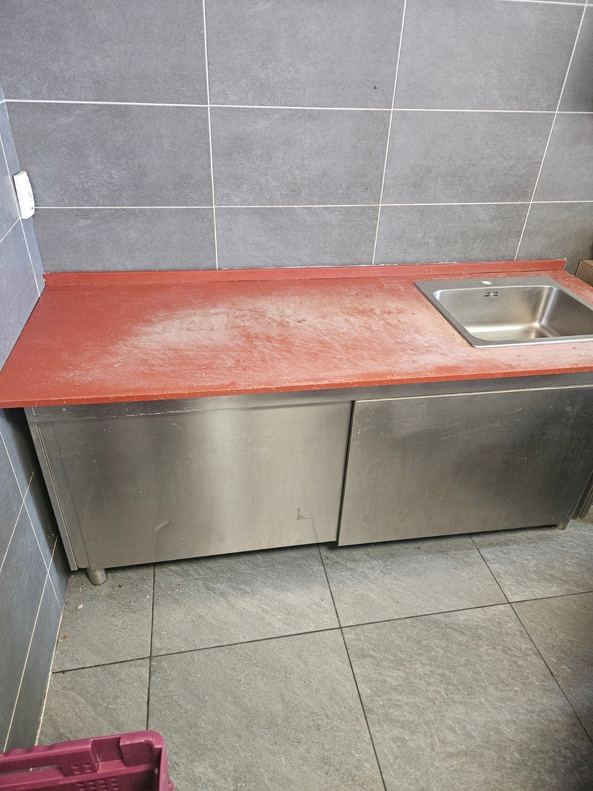 RVS Werkbank met Spoelbak - Horeca Keuken slagerij snijtafel, Ophalen of Verzenden, Gebruikt