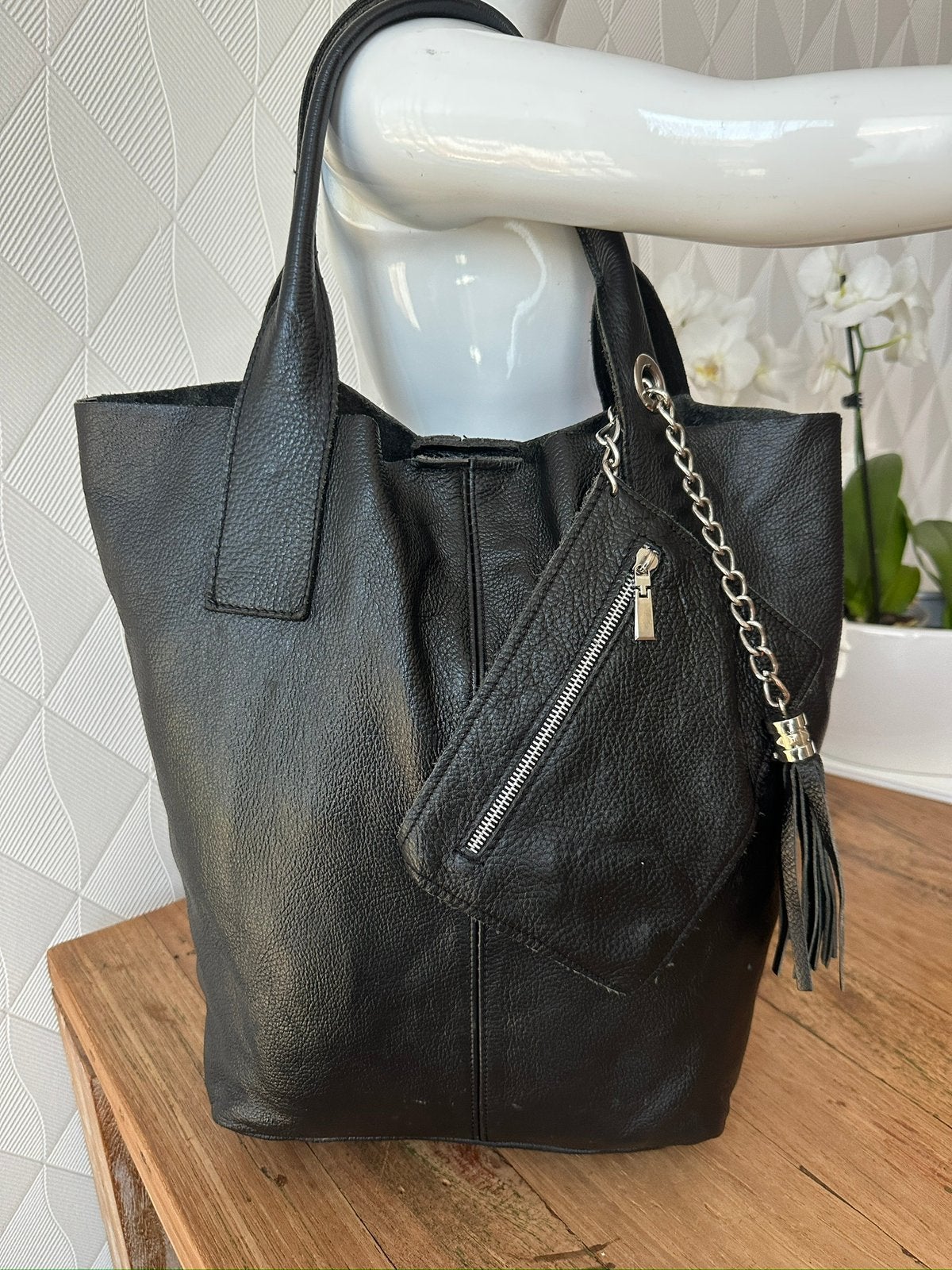 Shopper, tas, echt leer!, Ophalen of Verzenden, Gebruikt, Shopper